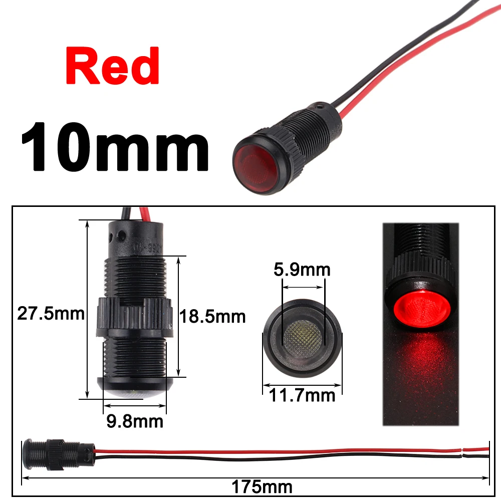 Multi-Color LED Indicator Light - Plastic Signal Dot Lamp (1 to 5 Pieces)