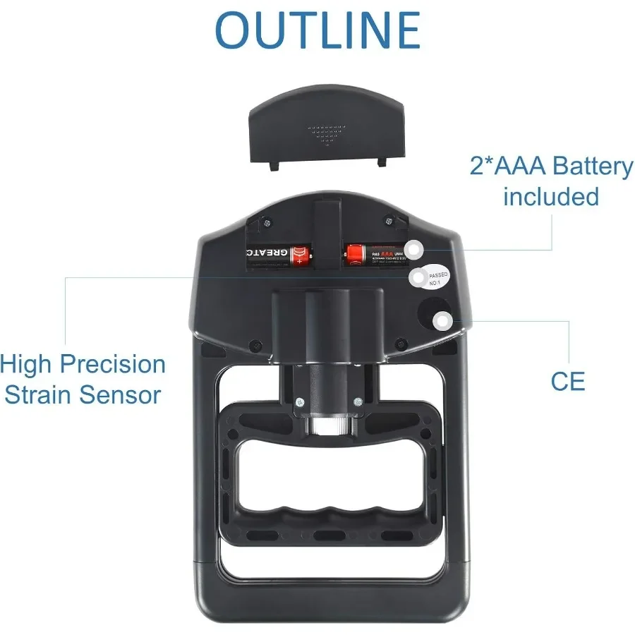 Digital Hand Dynamometer Grip Strength Measurement Meter Auto Capturing Electronic Hand Grip Power 198Lbs / 90Kgs