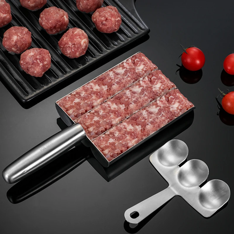 Stainless Steel Meatball Spatula Making Mould Plus Spatula Fish Ball Meatball Maker For Fish Beef Ball Making Kitchen Tools