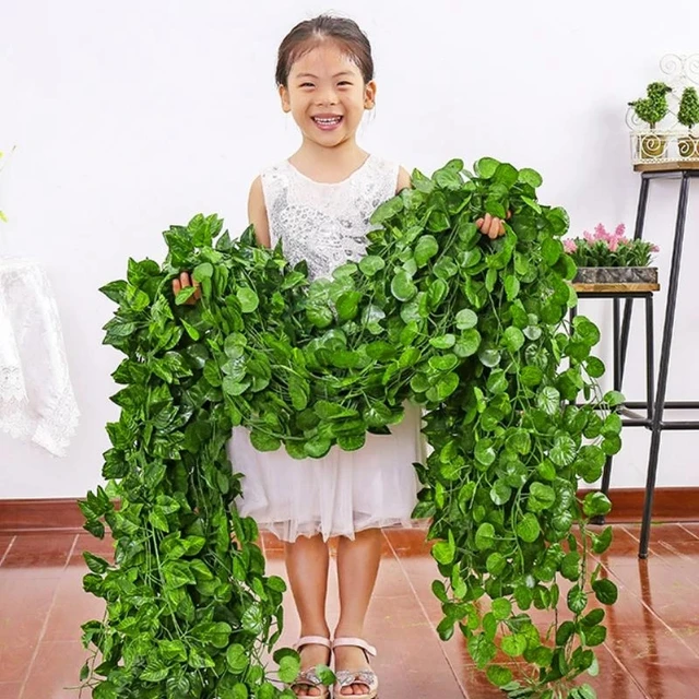 210 Cm -Es Mesterséges Borostyán Zöld Levél Szőlőfal Lógó Garland Otthoni Kert Barkácsdekoráció Esküvői Buli Hamis Növényi Koszorúk - Image 4