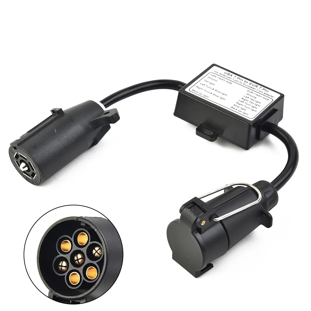 7 Way Blade Socket To EU 7 Pin Round Plug Trailer Light Converter For EU Trailer Light Converter Car Accessories Converter Replacement Parts 7 Way