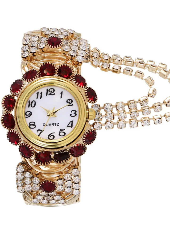 여성용 다이아몬드 장식 쿼츠 시계로 패션 완성하세요