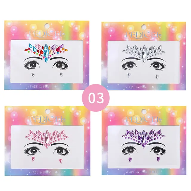 Colourful Kids Makeup Face Stickers Crystal Diamonds Gemstones Girls Women  Holiday Glitter Party Self Adhesive Eye