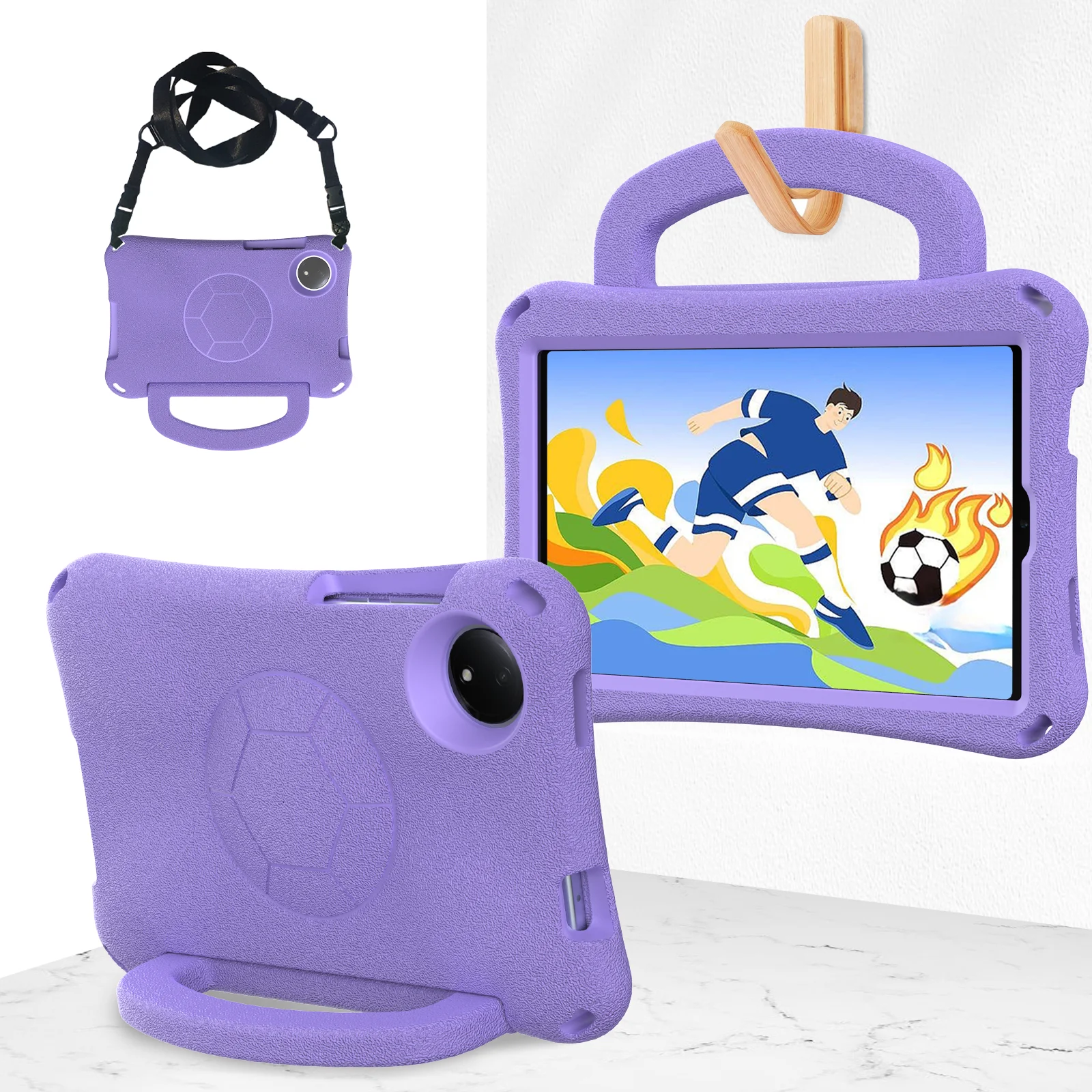 Durable EVA Football-Themed Tablet Stand Case, Rugged Protective Cover