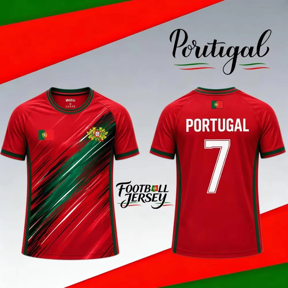 New Portugal Flag Football Jersey Outdoor Sports Training Breathable Soccer Sho…