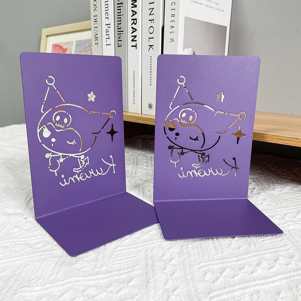 Sanrio Kuromi Bookends Purple Metal Bookends Heavy Duty Bookends for Fans Collection Book Lovers Home Office Bookends Supplies 4