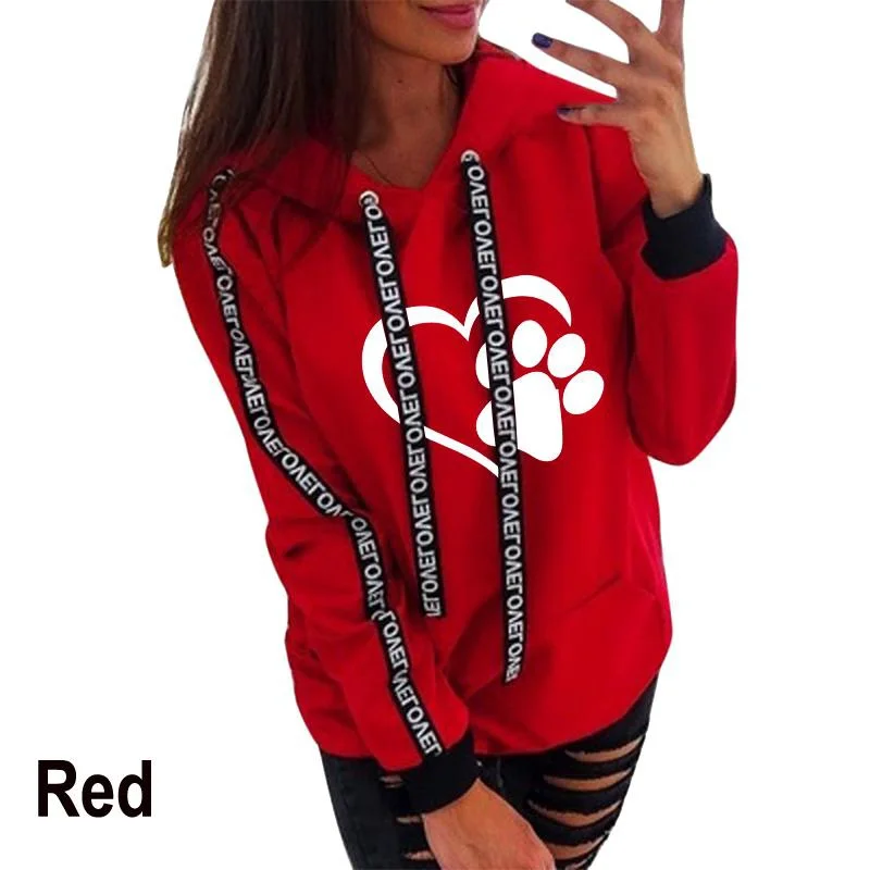 thumbnail image 1 of Sudadera con capucha para mujer, suéter con estampado de pata de gato, holgado e informal, moda de otoño e invierno, novedad de 2023, 1 of 4