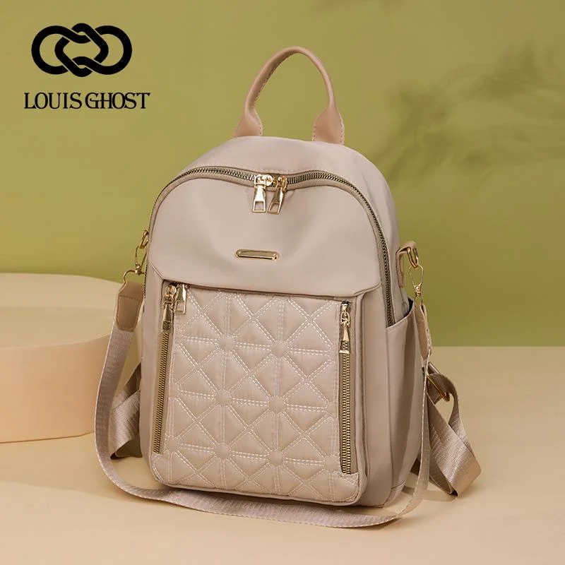 Geantă de damă nouă Lingge brodată dublu umăr geantă de damă rucsac ediție coreeană versatil capacitate mare impermeabil rucsac de călătorie_voghion.com
