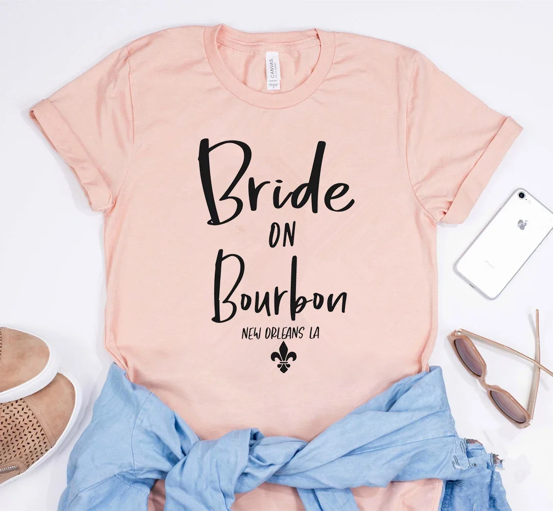 

Y2k Short Sleeves Sunmmer T Shirt Women Bachelorette Party Shirts Bourbon Street Blackout Tops Matching Tees Bride To Be Shirt