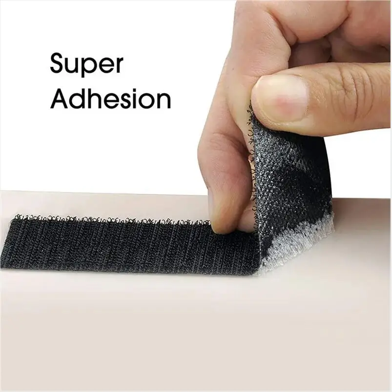 1/3/5M Strong Self-adhesive Fastener Tape Hook and Loop Magic Nylon Sticker Tape adhesive with Glue for DIY Craft 20-50MM Black