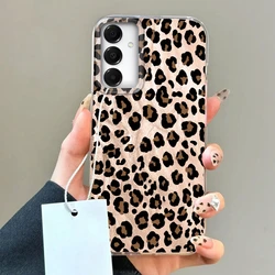 Grid Pattern Leopard Print Phone Case Cover - Samsung A34 (Ybaowt83)