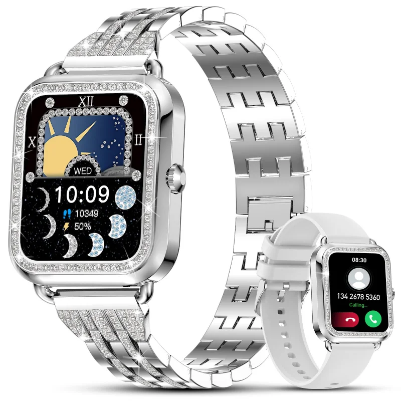 

Women's Smart Watch with Diamond 1.59 inch Bluetooth Smart Watch for Android iOS Waterproof Fitness Watch,Heart Rate Sleep Voice