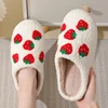 Strawberries Couple Cotton Slippers Home Indoor Cartoon Platform Slides Ladies 2025 Designer Warm Comfortable Winter Shoes Women 2