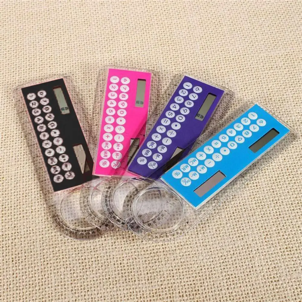 Mini Portable Multifunction Colorful Student Ruler Calculators Portable Solar Energy Counters Random Color Student Calculator foldable scientific calculators,electronic calculator,scientific calculator,solar calculator,basic calculator,mini calculator,math learning tools