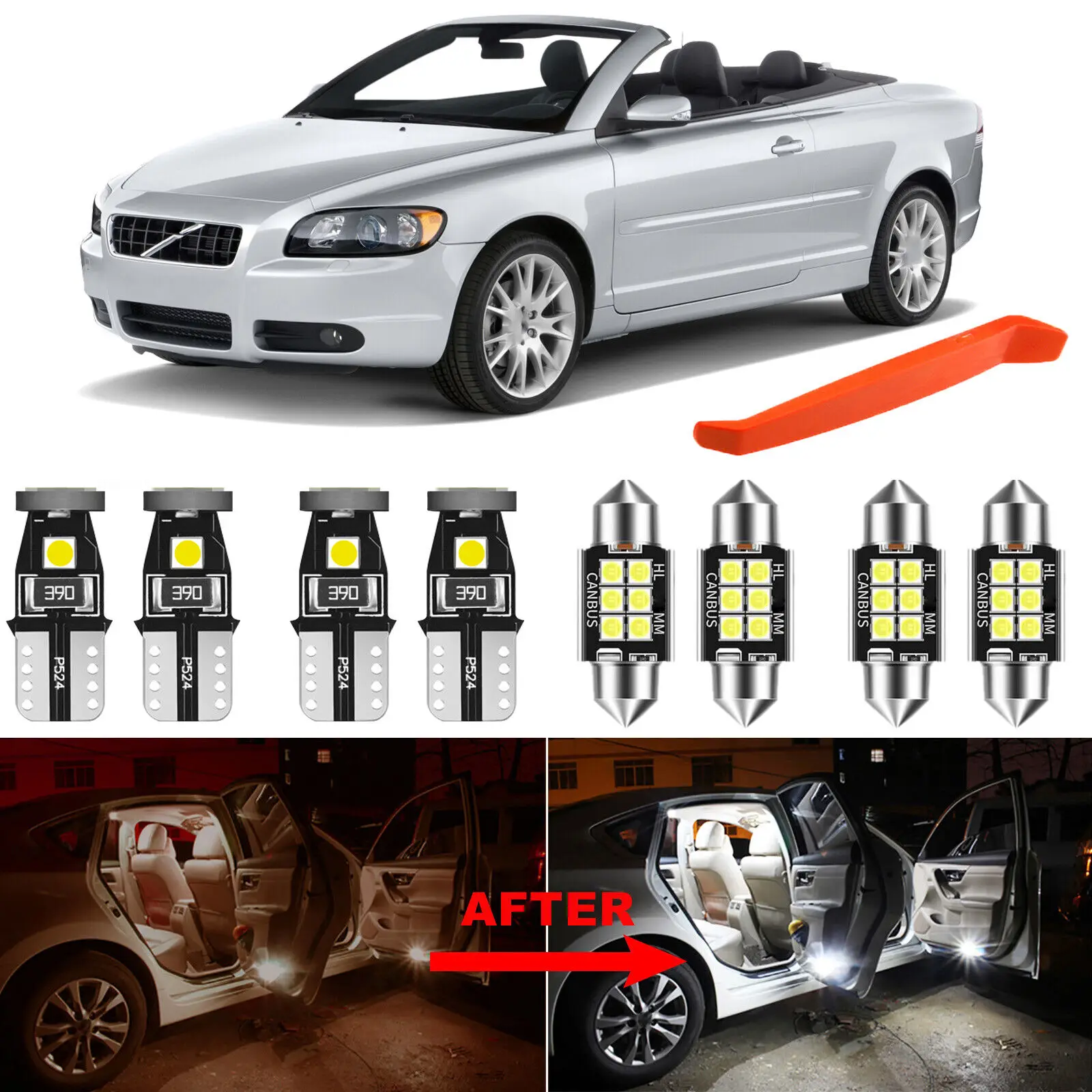 

Лампы Winetis, 9 шт., Супер 6000K, белая фотолампа для Volvo C70 2006-2013, фотолампа с бесплатным инструментом