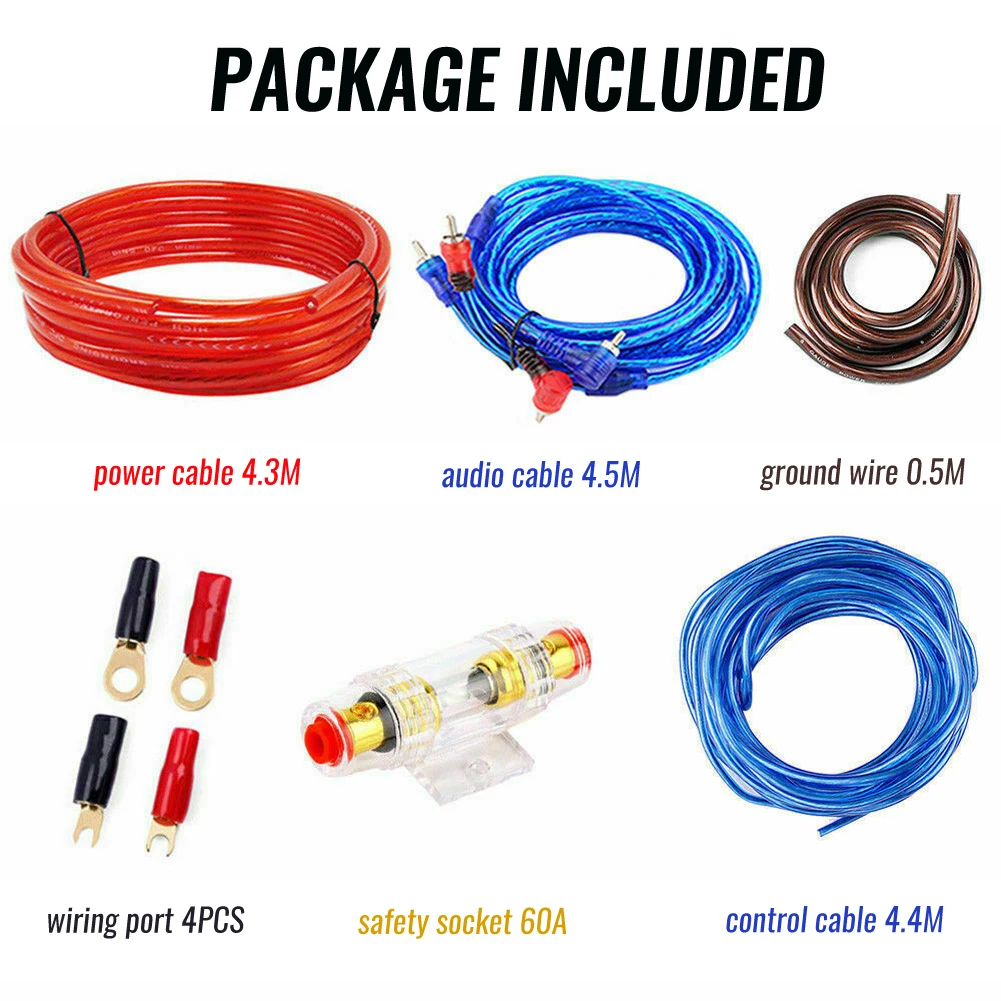 Car Stereo Audio Signal Cable Audio Cables 1500w Car Power Amplifier Wiring Kit Audio Subwoofer AMP RCA Power Cable Fuse Kit Car Audio Wire Wiring
