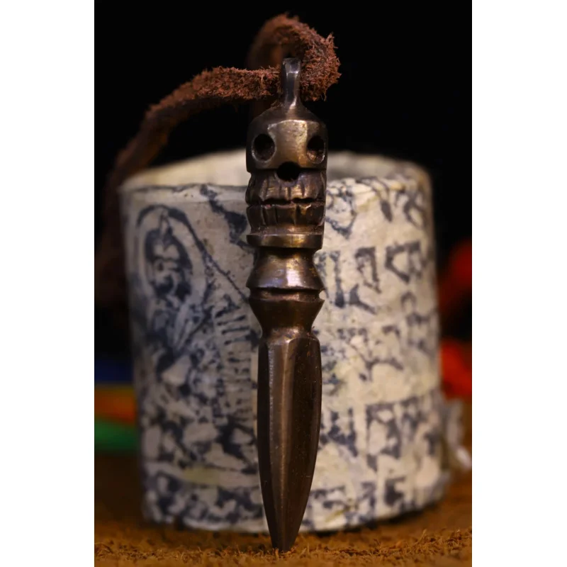 Коллекция тибетских храмов, 3 дюйма, старые дождевики, Череп, головка, Dorje Vajra Phurpa подвеска, амулет Dharma, городской дом, Экзорцизм