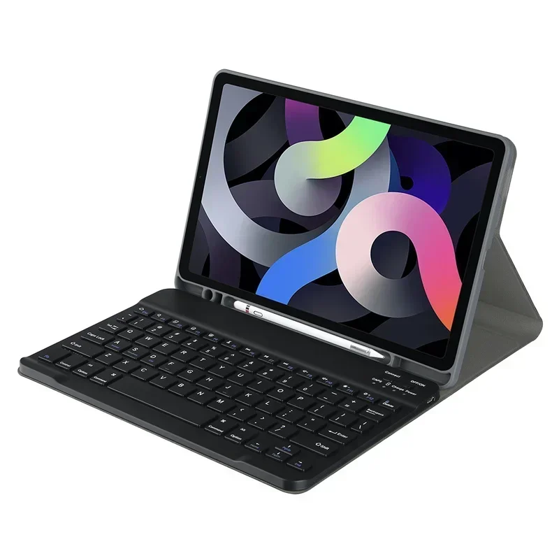 Sleek Tablet Keyboard Case with Pencil Holder - Rechargeable Stand Cover