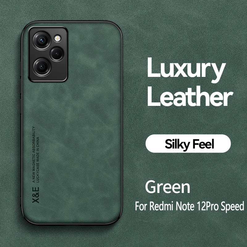 Elegant Leather Magnetic Holder Back Cover with Metal Plate