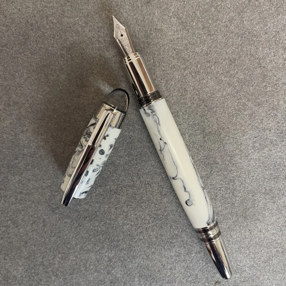 2024 New Monte Mb Pen Red Write Yellow Stone Metal Roller Blance Ink Pen Penna Stilografica Senza Scatola