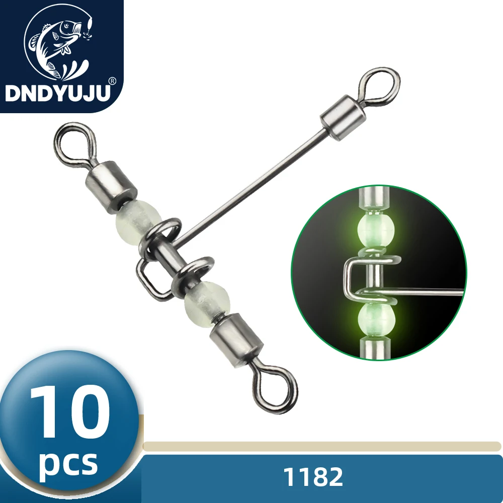 5 pivots de pêche lumineux en forme de T, pivot roulant avec perle, connecteur à 3 voies, Trident, roulement, baril en laiton  18