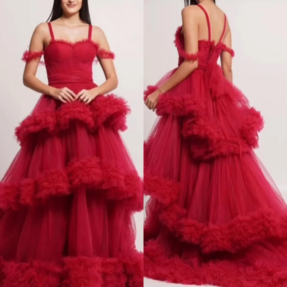 

Jiayigong Sparkle Exquisite Retro Off-the-shoulder Ball Gown Brush Draped Shirred Layered Tulle Customized