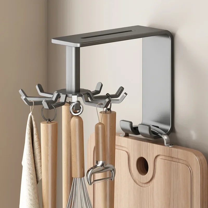 Kitchen Swivel Hook Kitchenware Organizer Spoon Storage Hanger Multi-Purpose Swivel Hooks Wall-Mounted Household Accessories