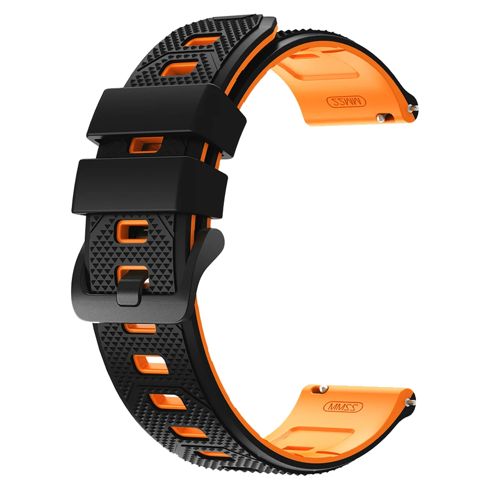 Two-Tone Silicone Smartwatch Strap, 22mm Adjustable Sports Bracelet