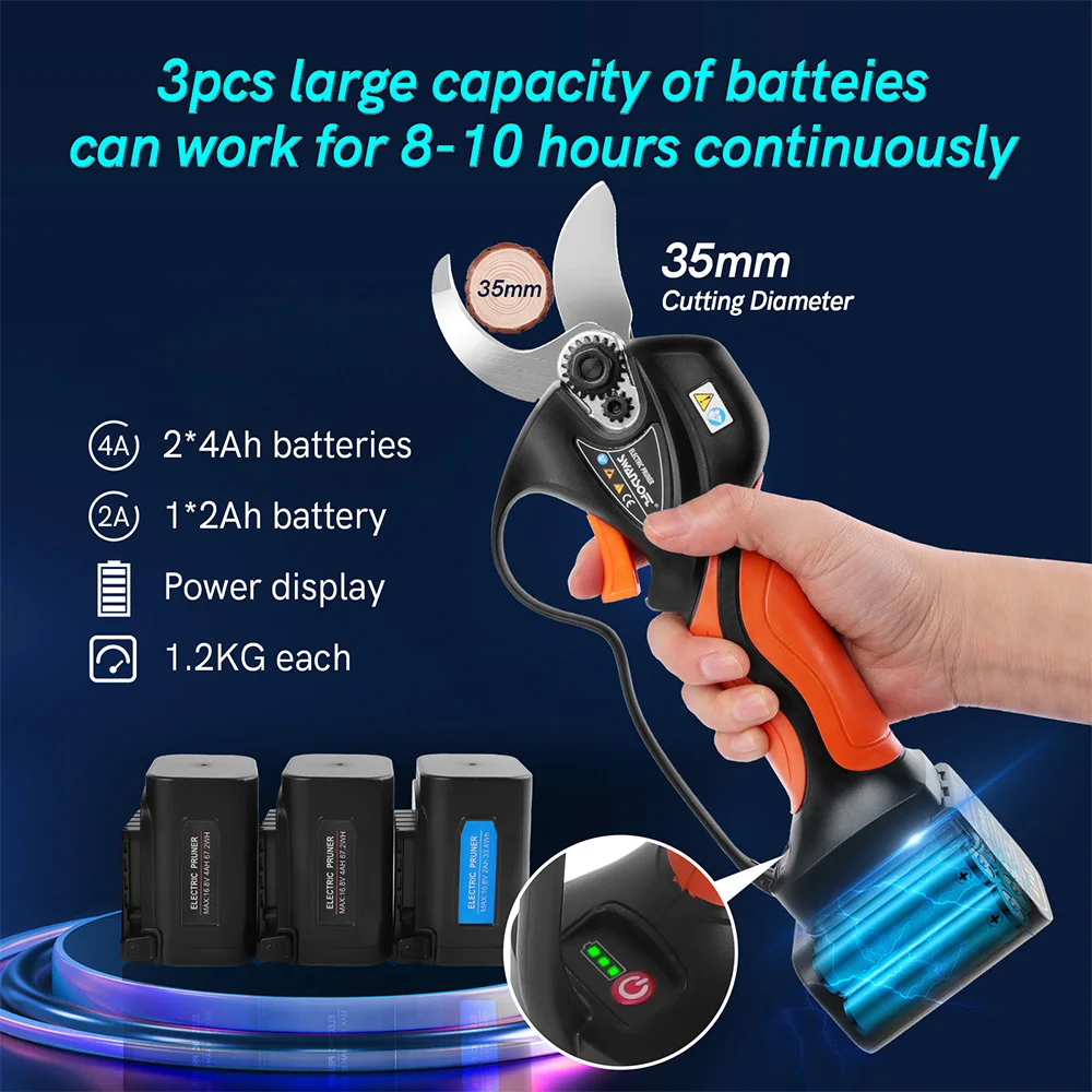 32Mm 21V Potatore Cordless Motore Brushless Cesoia Elettrica Per Potatura Efficiente Albero Da Frutto Bonsai Potatura Rami Cutter Tool