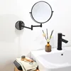 Telescopic Dressing Mirror Wall Mounted 8 Inch Magnifying Two-Sides Mirror Space Aluminum Black Makeup Mirror Cosmetic Lady Gift 1