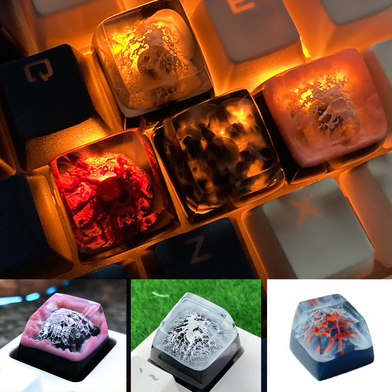 Teclado Mecânico Faça Você Mesmo Personalizado Resina Keycap Artesão Masculino Esc Key Gift List Fuji Mountain Keycap Transparente