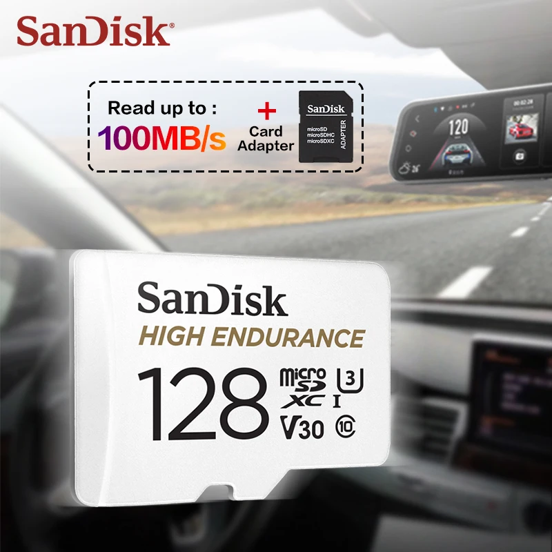 샌디스크 하이 엔듀런스 microSDXC 카드 UHS-I V30 100MB/s 32GB 64GB 128GB 256GB (대시캠, 보안 카메라용) 20000시간 사용 가능