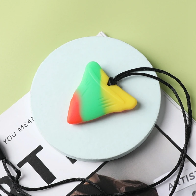 1 Pack Sensory Chew Necklace Brick Chewy Kids Silicone Triangle Fangs Toys, Silicone Teeth for Children with Autism 5