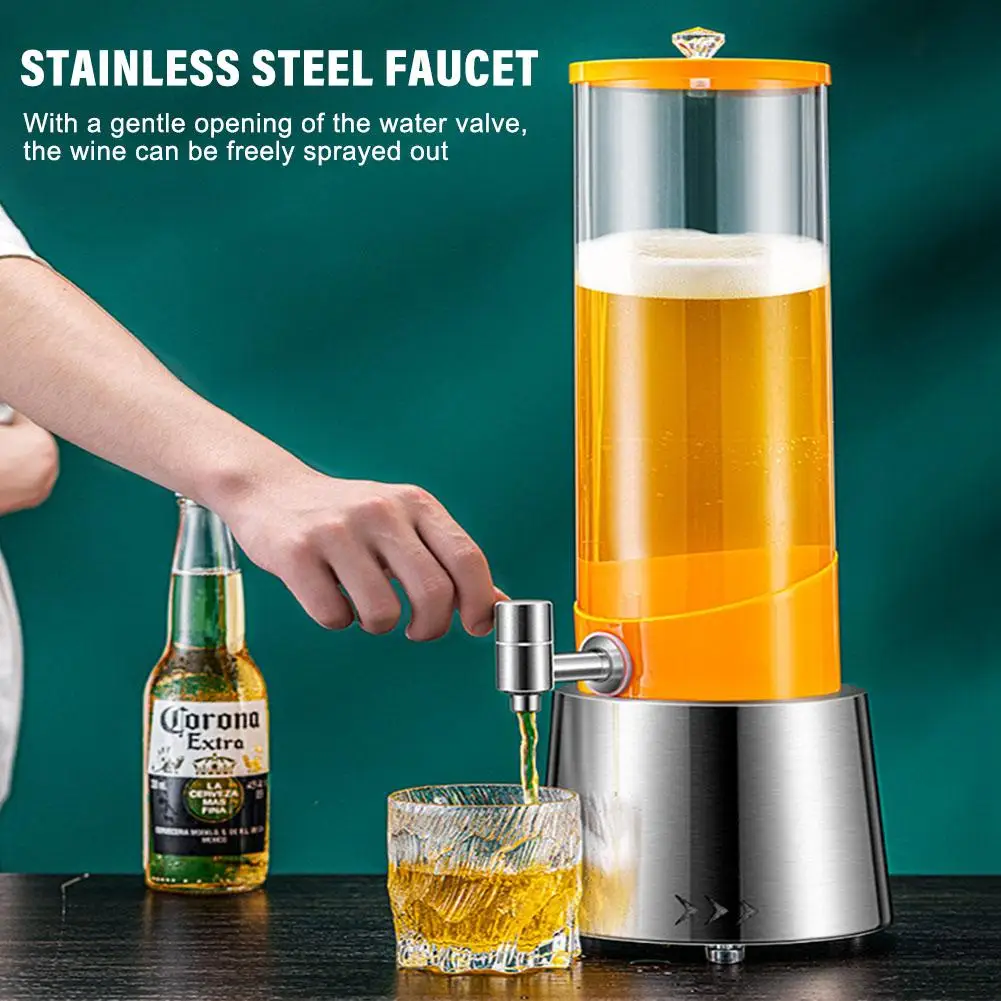 

Beer Dispenser With LED Flash Light Tabletop Beer Tower With Valve Wine Dispenser Stainles Steel PC Drink Dispenser For Par N2N4