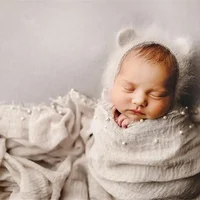 Newborn Photography Prop Baby Wraps with Pearls Soft Stretch Wrap Blanket Little Babe Cloth Accessories Swaddle Photo Accessori 4