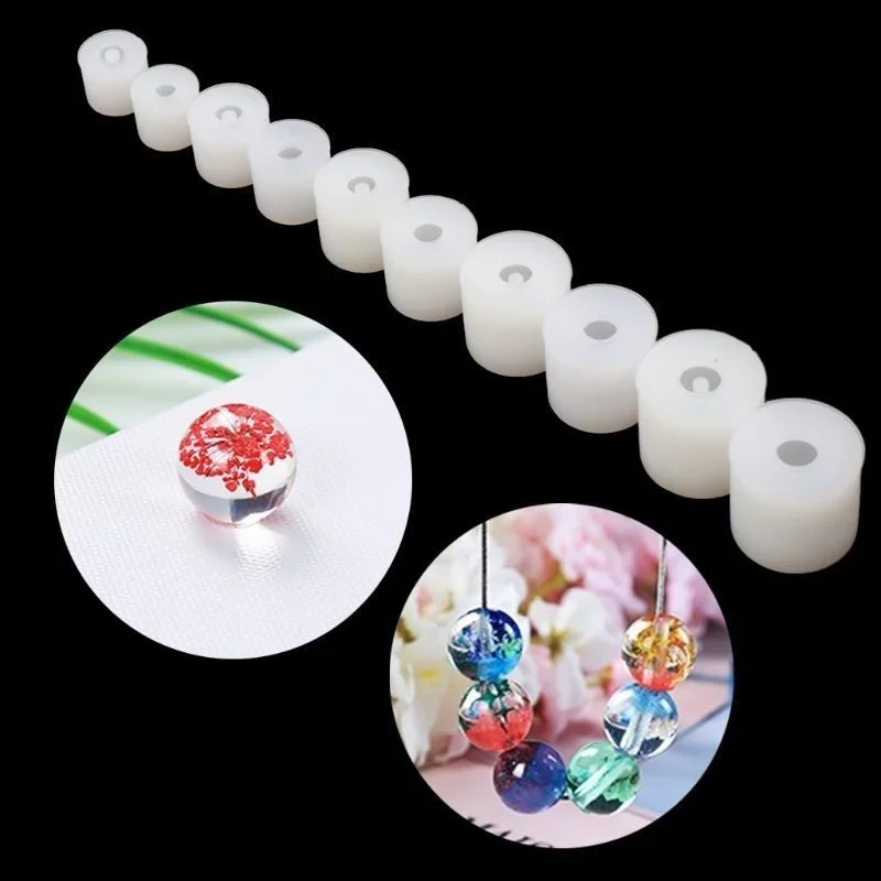 10 Pieces/set DIY Round Square Beads Silicone Resin Mold Jewelry Making Resin Casting Mold