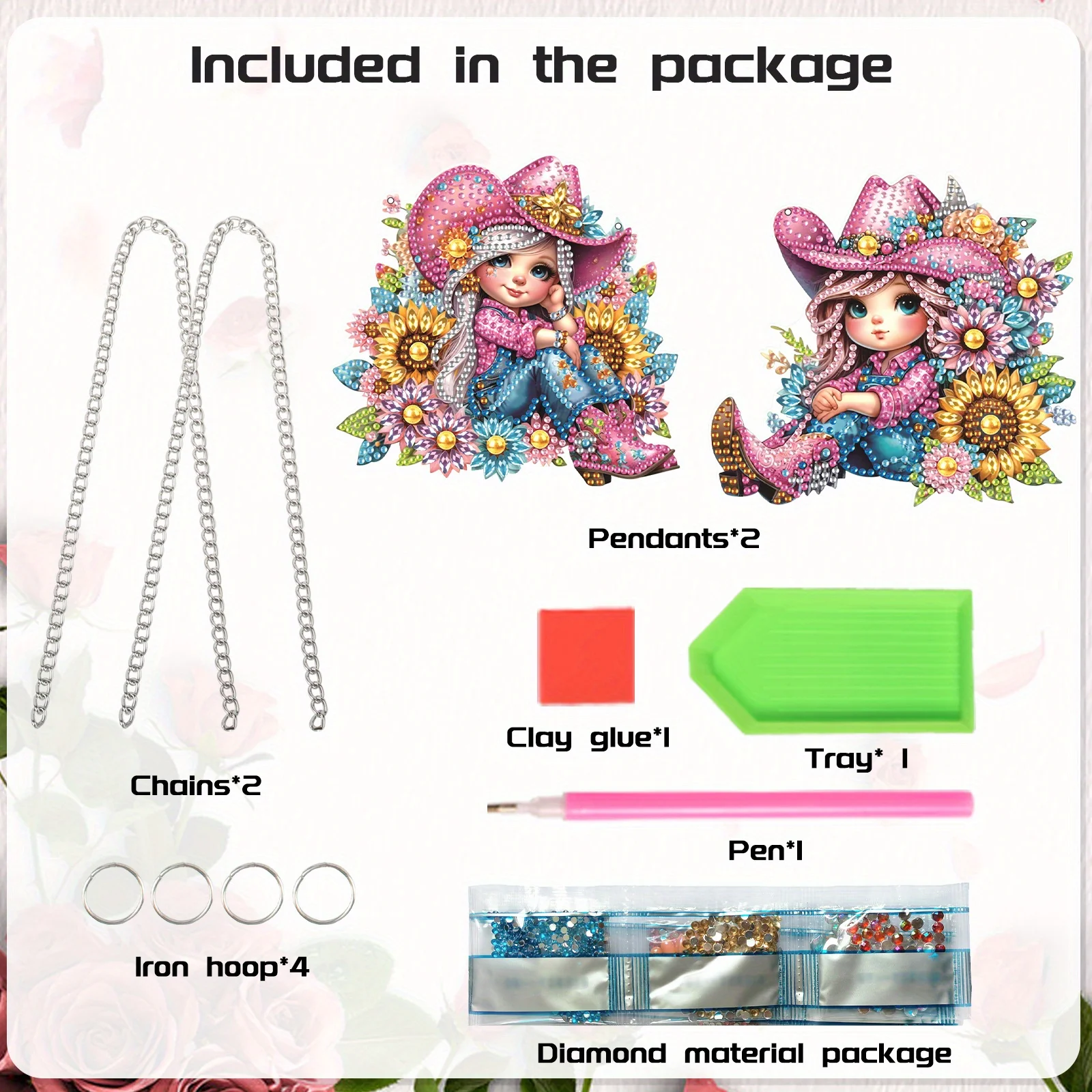 2Pcs Beautiful girls Hanging Diamond Craft Painting Kit for Adult Beginner,Special shape Diamond Art Painting Window Decoration
