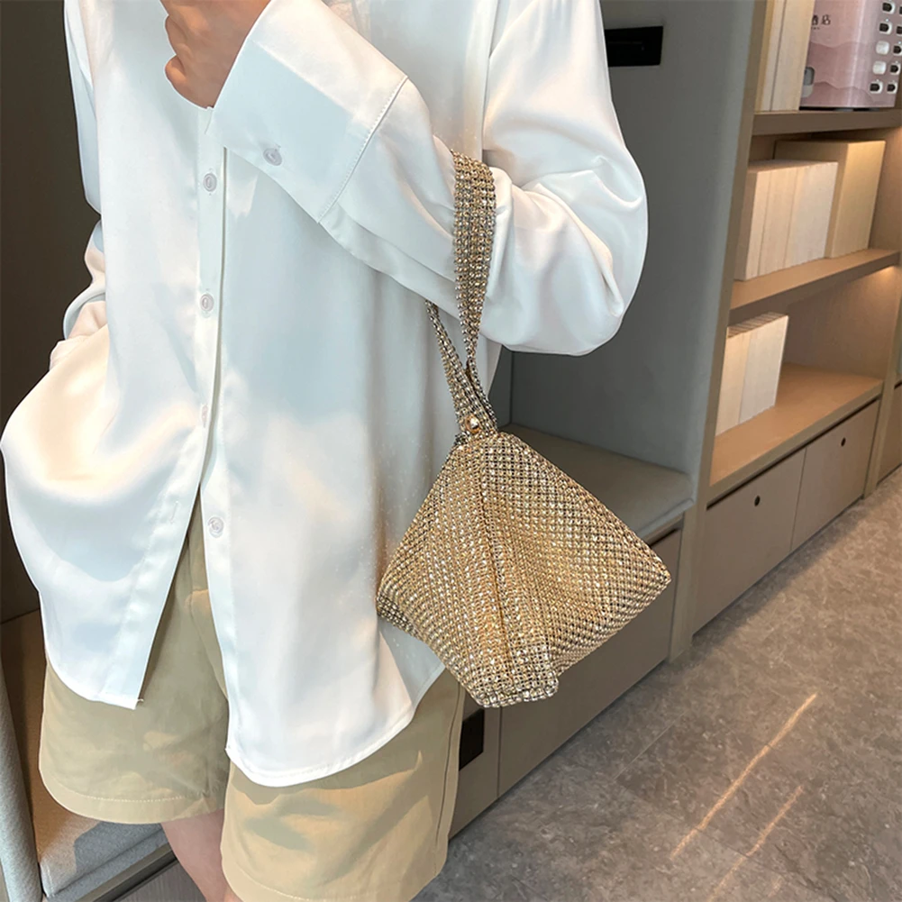 Glitter Evening Dinner Clutch Bag Zipper Closure Women Lady Shoulder Bag Handbag Large Capacity Stylish Evening Bag Underarm Bag