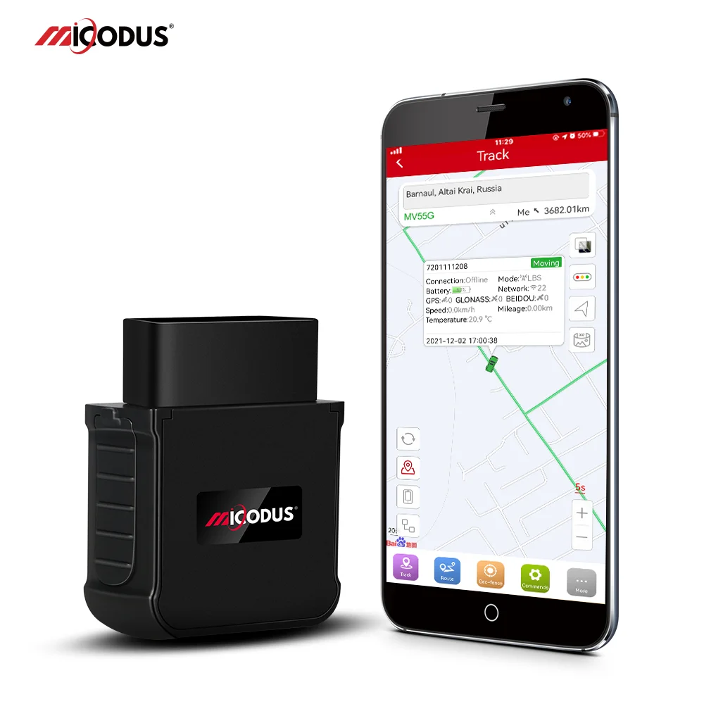 MiCODUS 4G OBD GNSS Tracker MV55G 9-50V Engine ON/OFF Alarm Car Locator Multi-Alarms LIFETIME Free APP