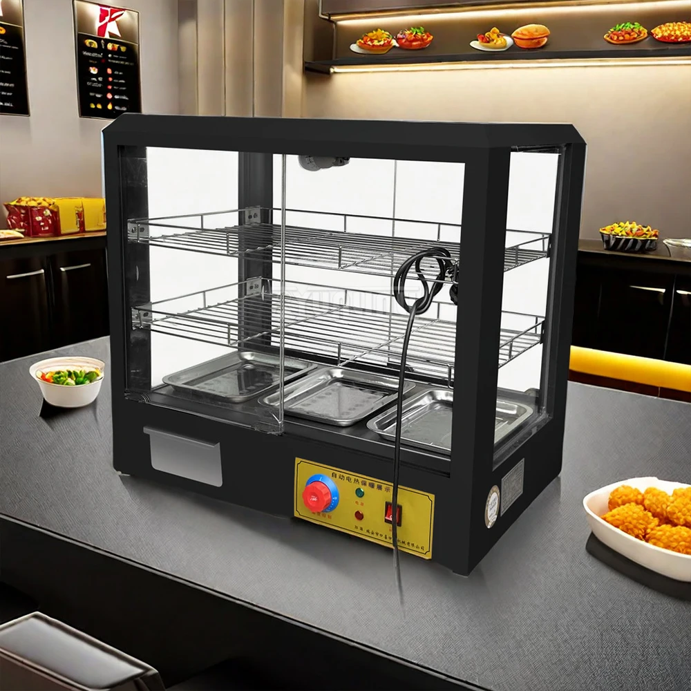 Commercial Cooked Food Cabinet Heat Preservation Cabinet Desktop 3-layer Food Display