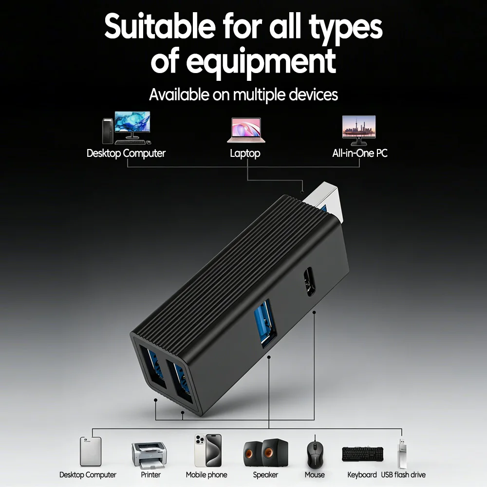 Versatile High-Speed 4-Port USB Hub Splitter