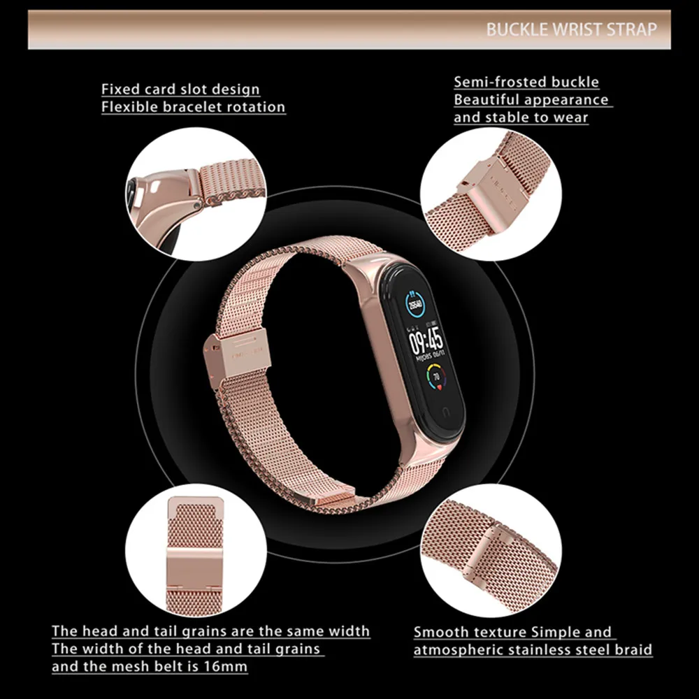 Strap for Mi Band 6 5 4 3 Metal Milanese Bracelet On Mi Band 4 Wristband Stainless Steel Mi Band6 Strap For Xiaomi Miband5 4 3