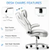 Big and Tall Office Chair 400lb Wide Seat, High Back Leather Executive Office Chair with Flip-up Arms, Ergonomic Desk Chairs 5