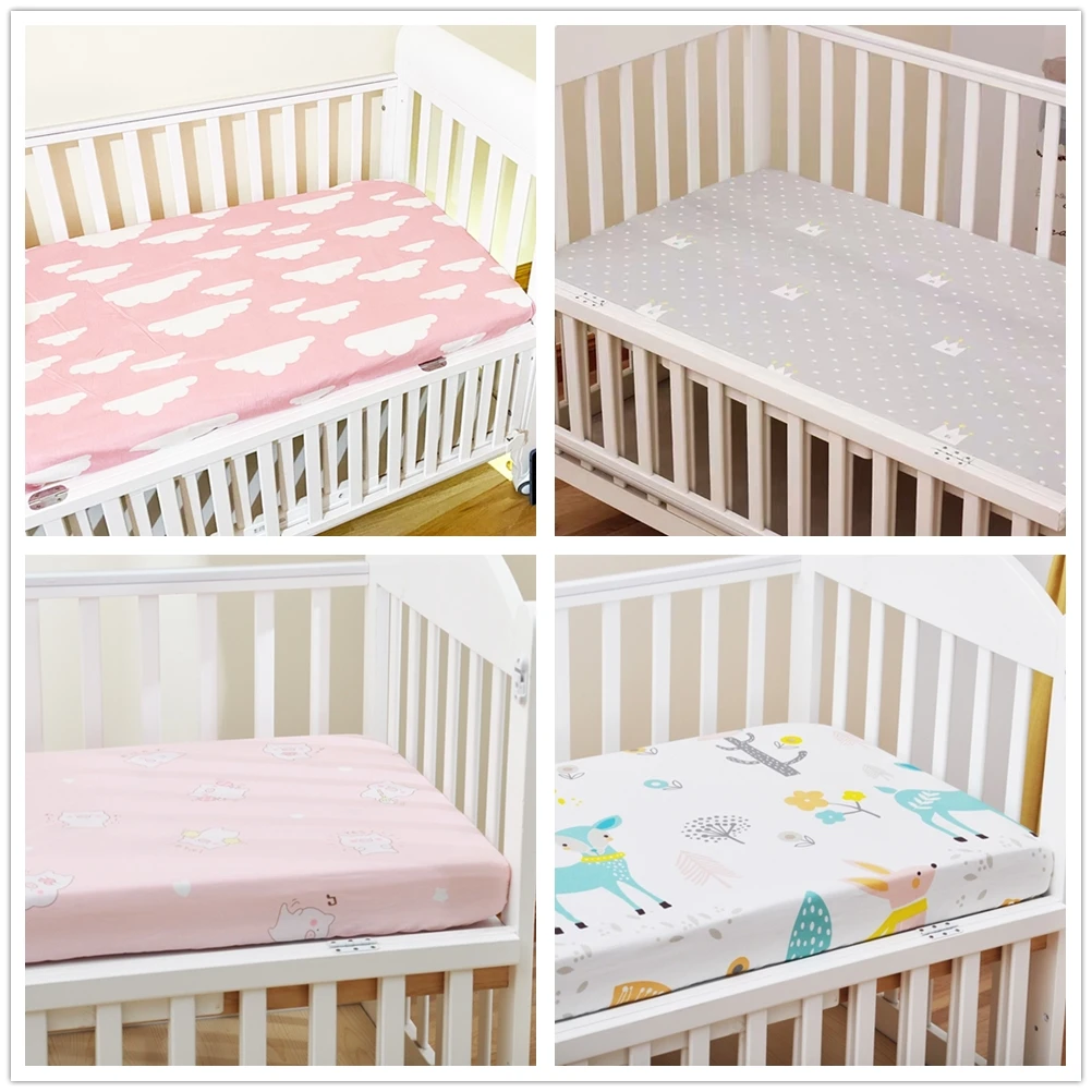 130*70 Baby Bed Sheet Cotton Crib Fitted Sheet Soft Newborn Baby Mattress Cover Bed Linen Set Boys girls Crib Bedding