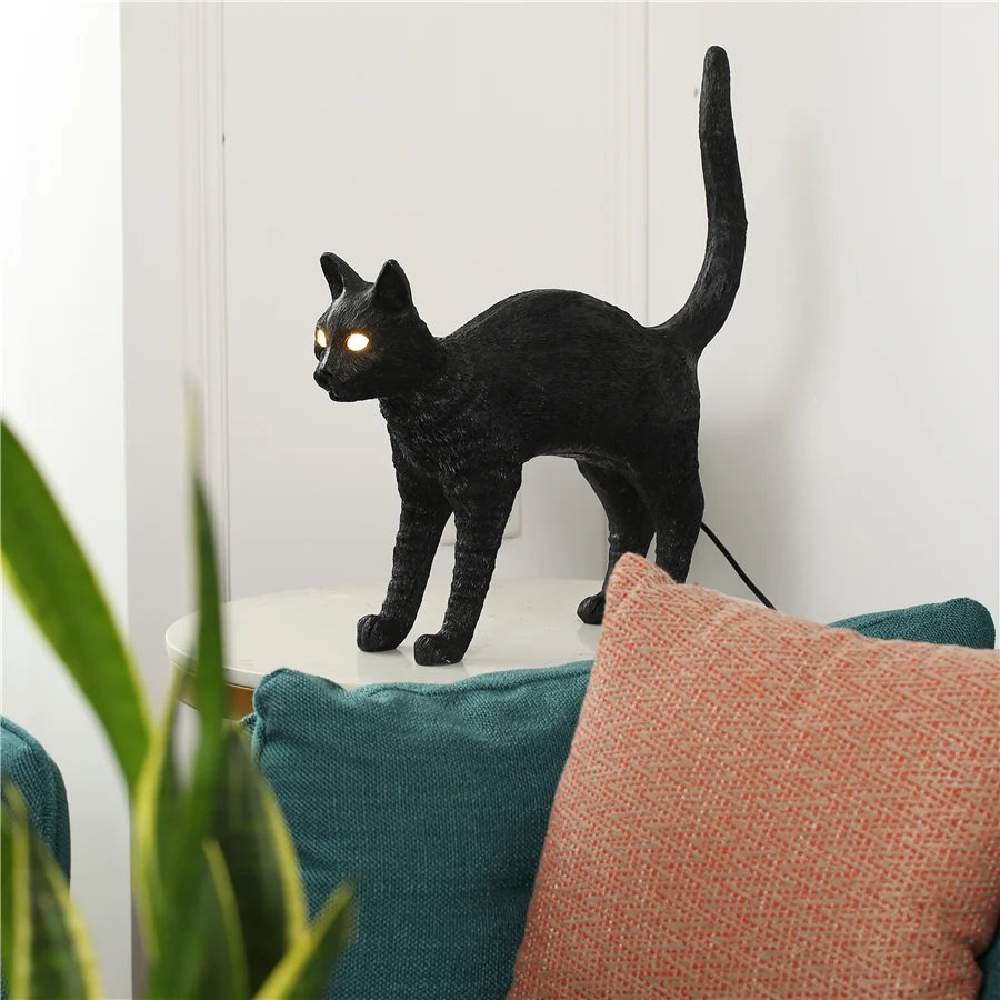 Description Picture 5 of itemNordic cat Table Lamp Resin animal table light for Bedroom Bedside office Dining Room hotel Designer black cat Desk Lamp