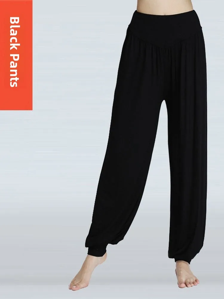 New Yoga Women's Square Dance Practice Pants Modal Cotton Elastic Large Size Loose Lantern Pants Summer Thin Model