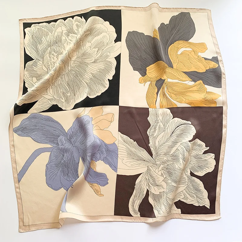 100% Natural Silk Square Scarf Women Hairband Neckerchief Wrap