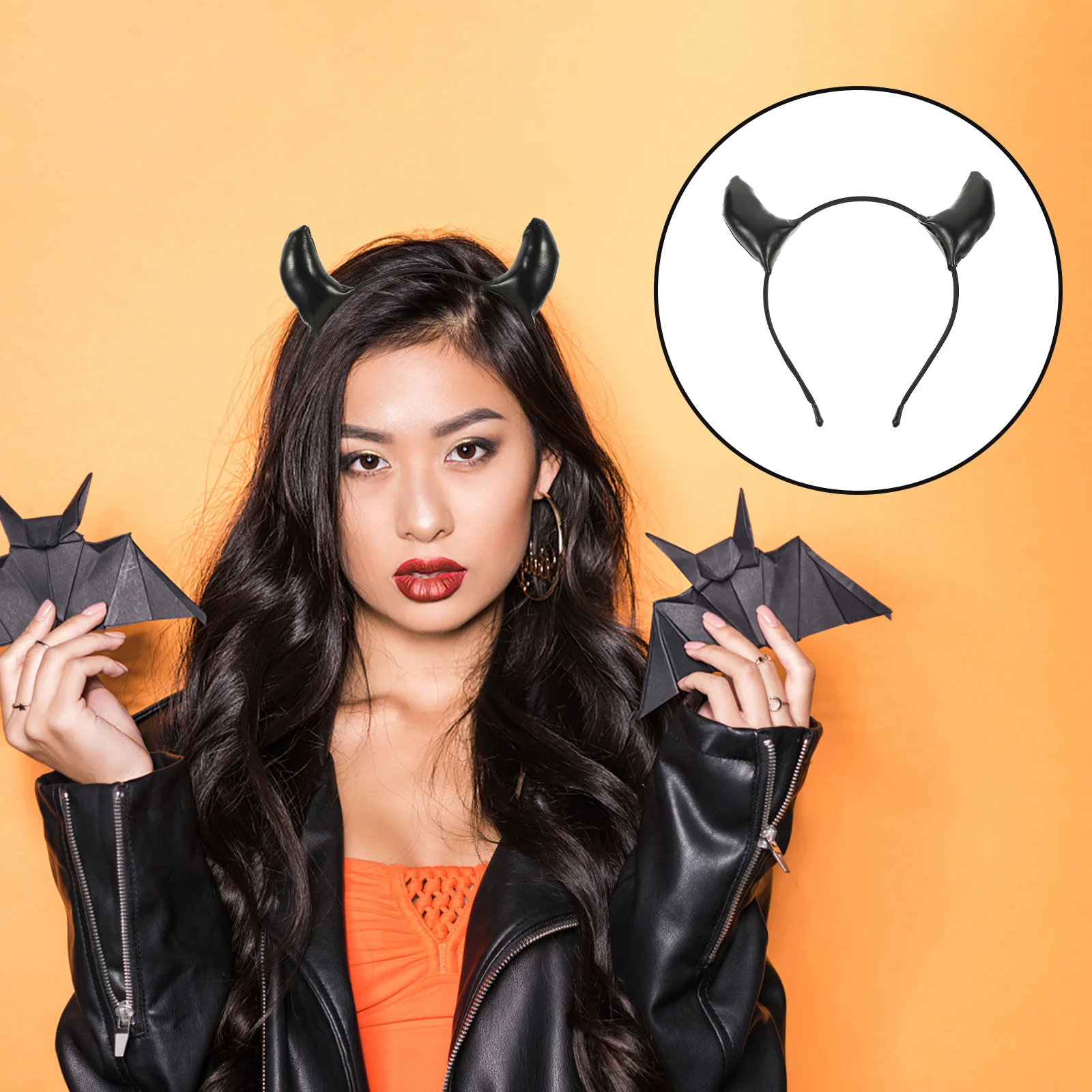 Devil Horns Headband Halloween Party Costume Comfortable Lightweight Hair Hoop for Cosplay Masquerade Birthday Festival