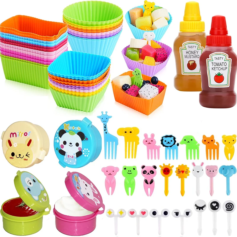 Cute Animal Snack Forks & Silicone Dividers Set for Kids