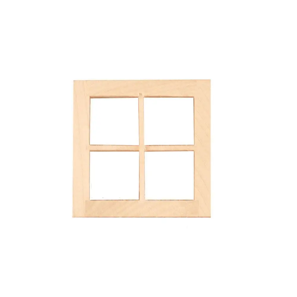 1:12 Dollhouse Mini Blank Door Model Wooden Window Frame Square Windows Can Be Opened Miniature For Doll House Furniture Toys